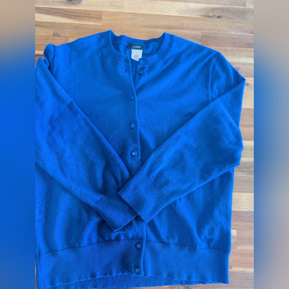 J. Crew Jackie Cardigan In Bright Royal Blue, Size L, VGUC